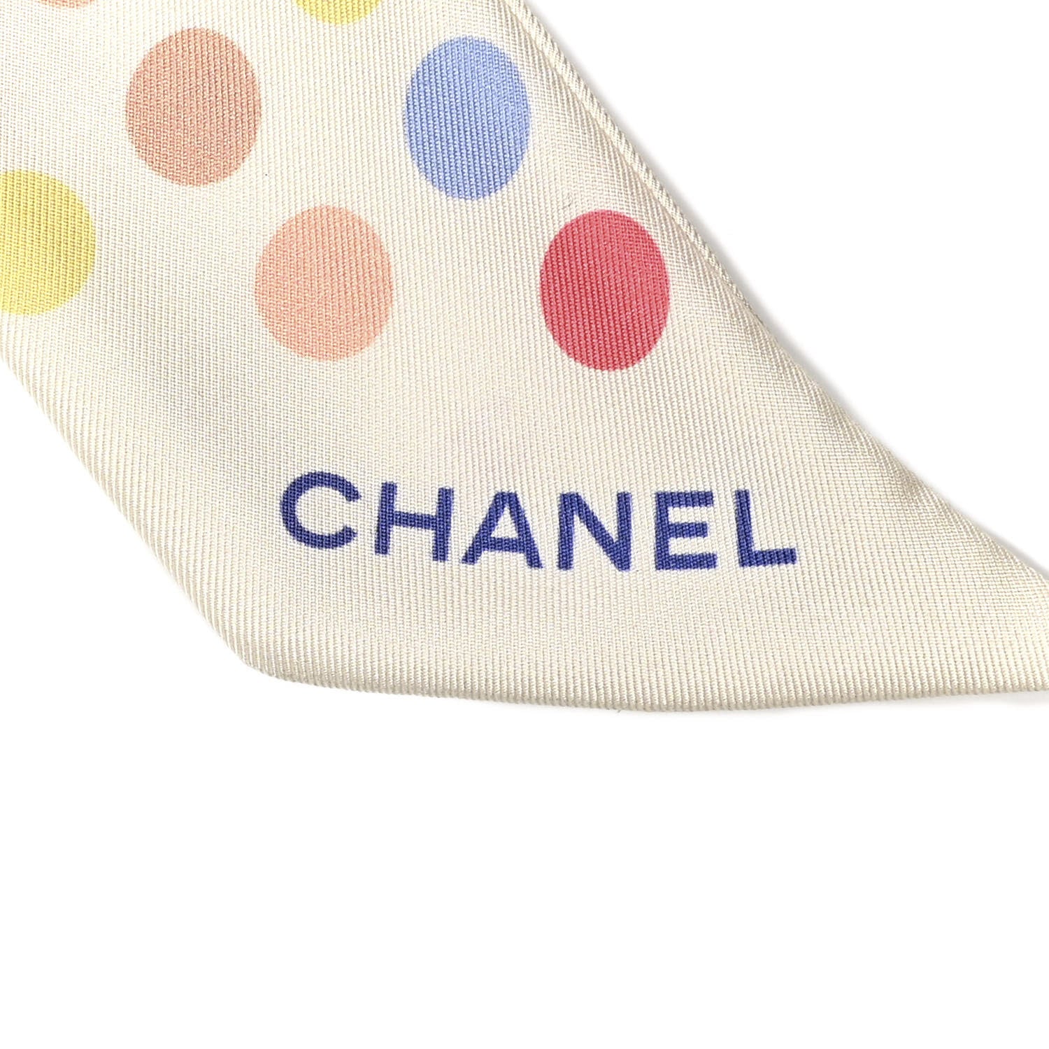 Chanel Silk Polka Dot CC Slim Bandeau Scarf Ivory Multicolor 2 of 3