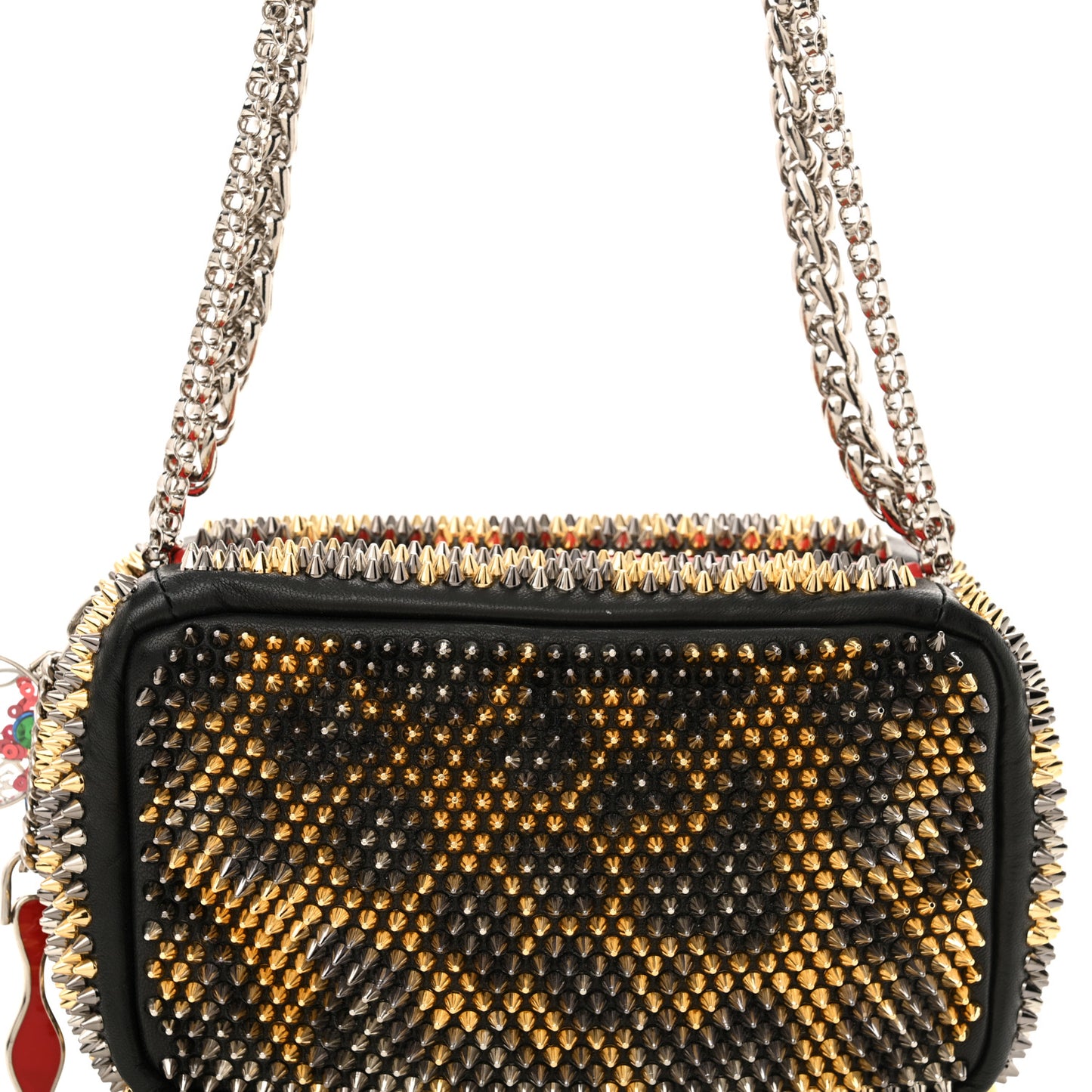 Nappa Mini Spikes Leopard Piloutin Wristlet Clutch Black