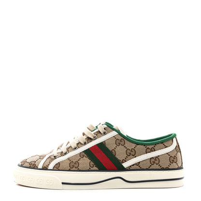 Gucci GG Monogram Web Womens 1977 Tennis Sneakers 39 Beige Ebony Mystic White 1 of 9