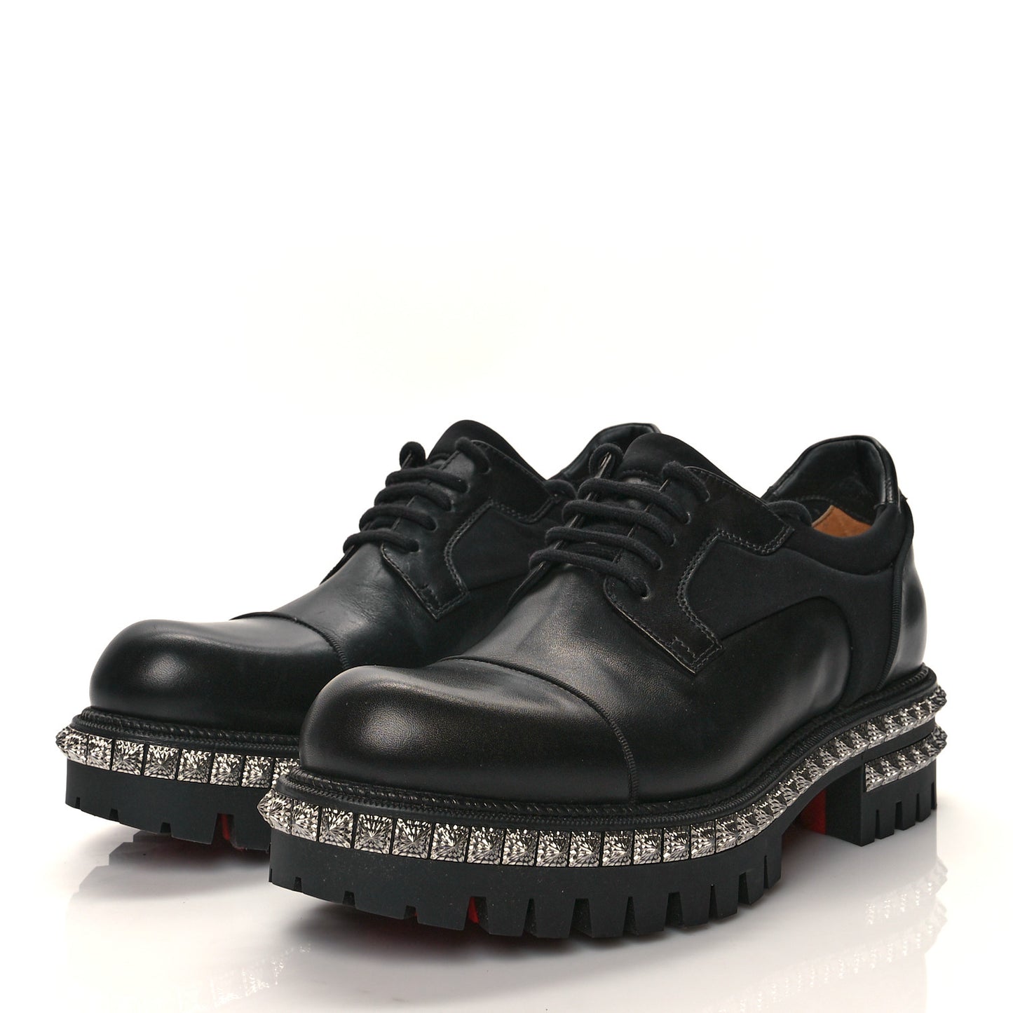 Calfskin Neoprene Studded Derby Oxfords 41 Black Gunmetal