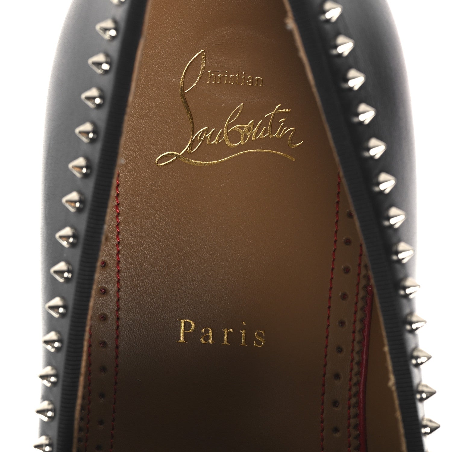 Christian Louboutin Calfskin Spike Mens Dandy Cloo Flat Loafers 43 Black Silver 8 of 8