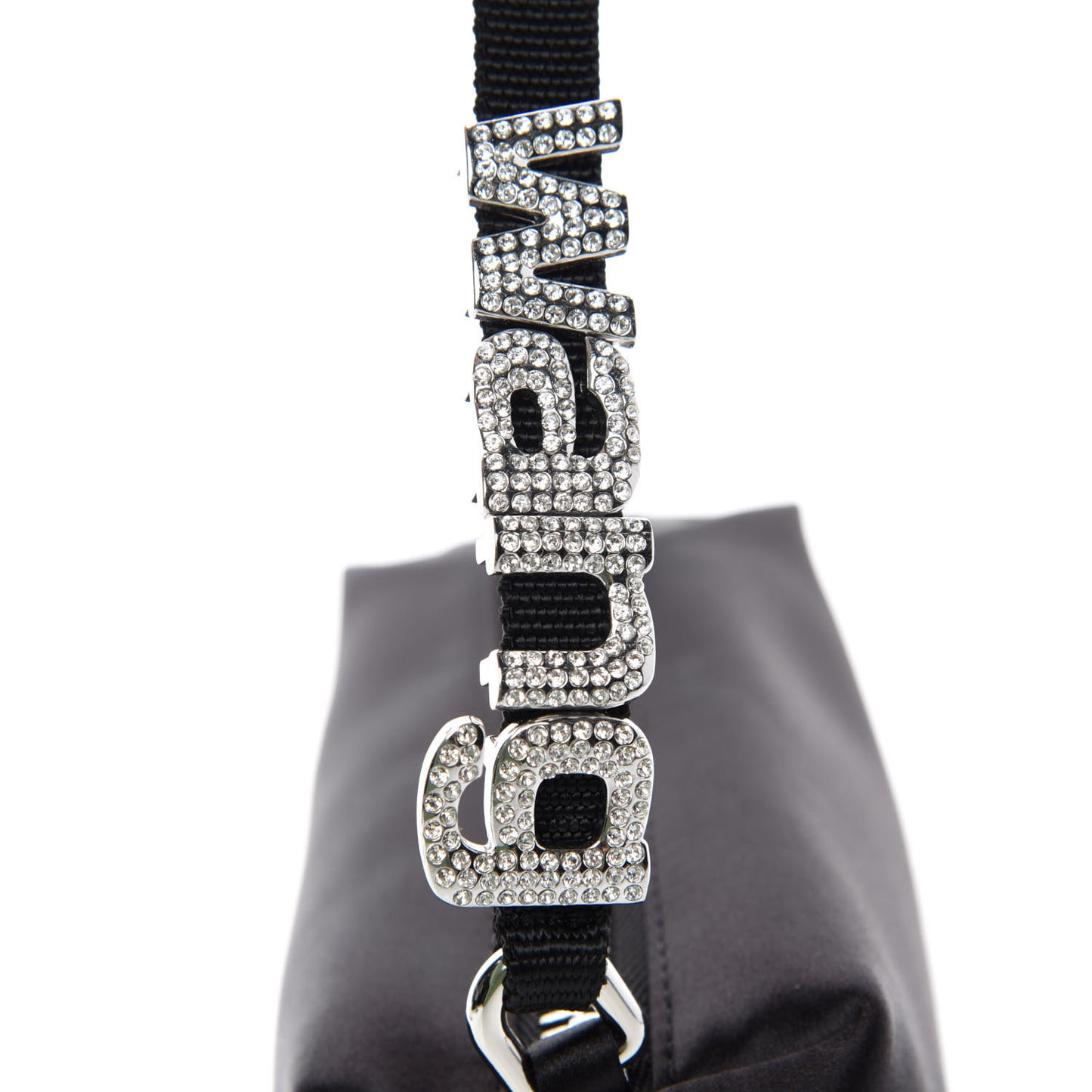 Satin Crystal Heiress Pouch Black