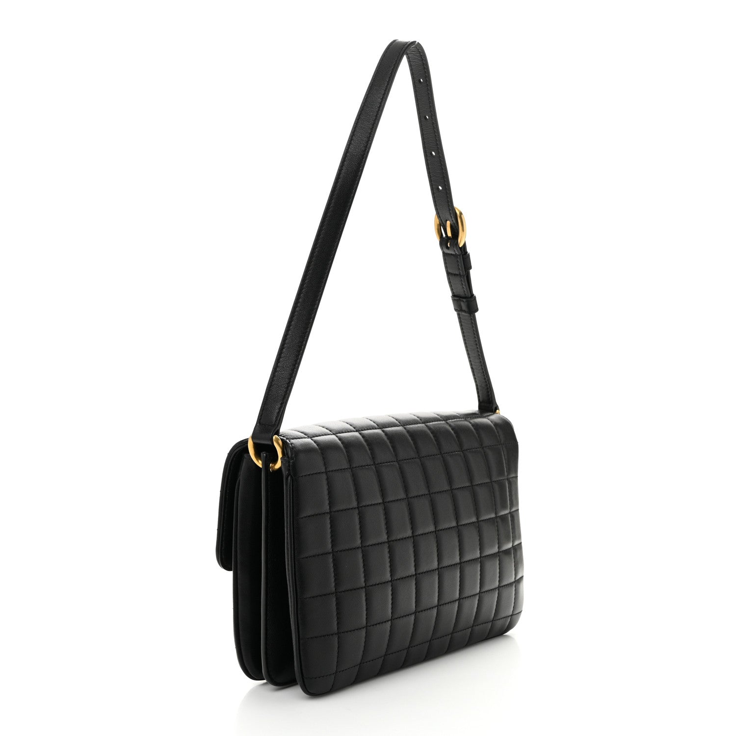 Saint Laurent Lambskin Carre Quilted Le Maillon Satchel Black 3 of 12