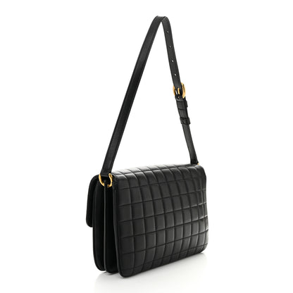 Saint Laurent Lambskin Carre Quilted Le Maillon Satchel Black 3 of 12