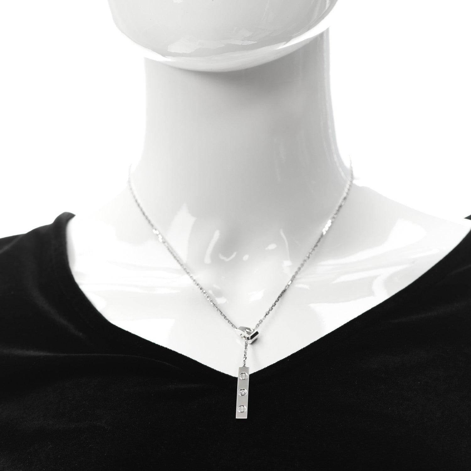 Cartier 18K White Gold Diamond LOVE Lariat Necklace 2 of 5