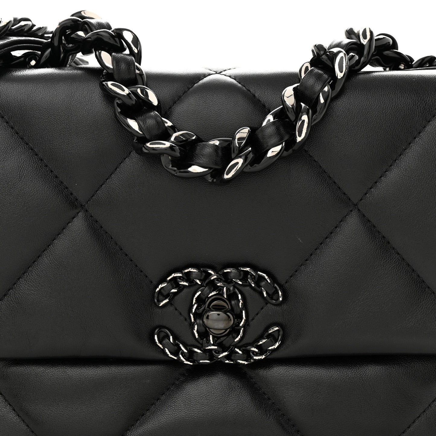 Lambskin Quilted Medium Chanel 19 Flap So Black