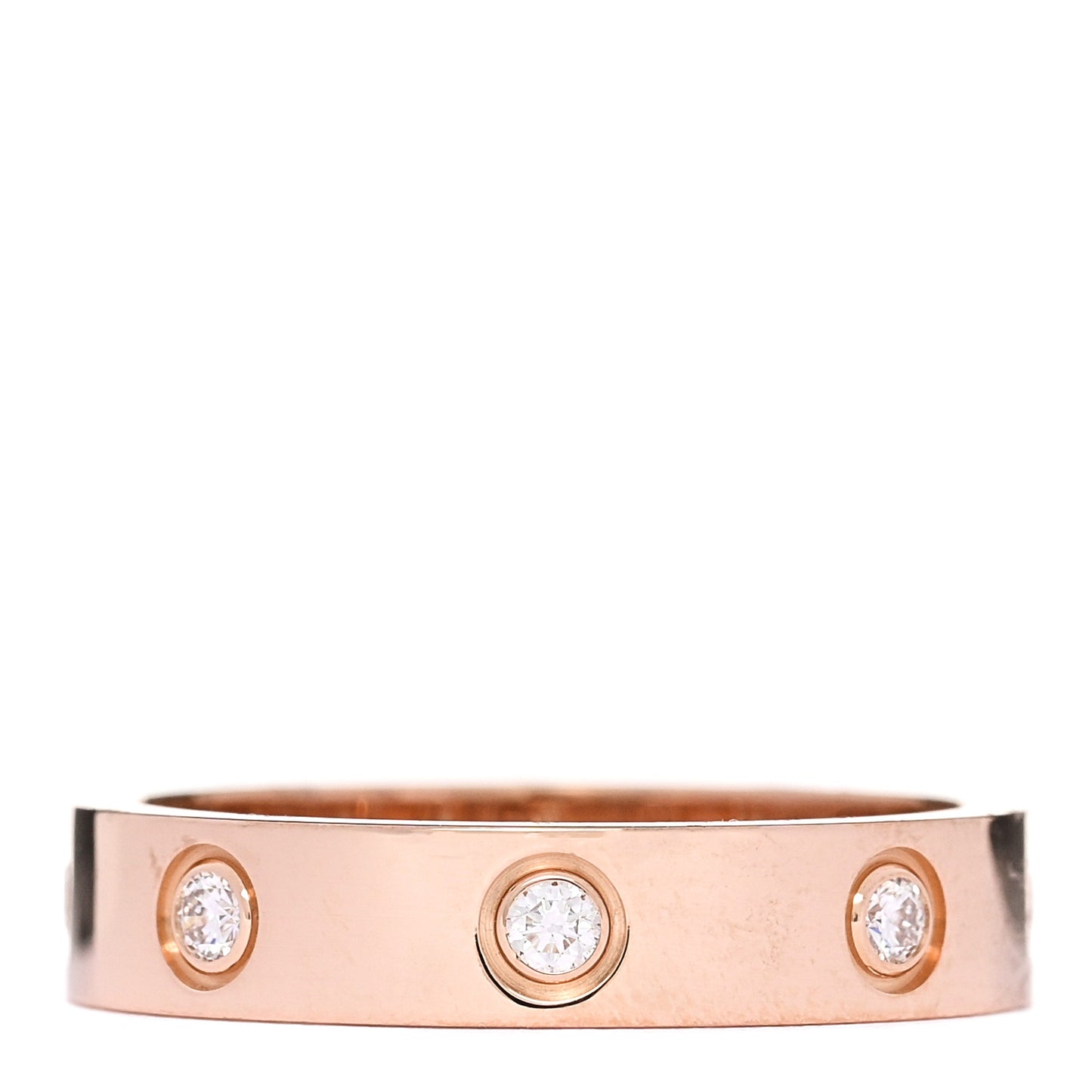 18K Pink Gold 8 Diamond 4mm LOVE Wedding Band Ring 52 6
