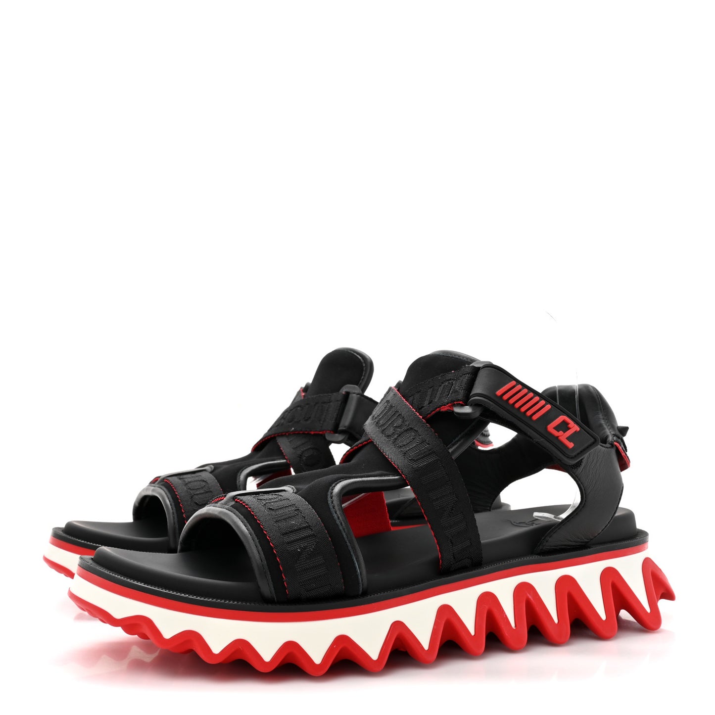 Calfskin Neoprene Mens Summer Loubishark Sandals 44 Black