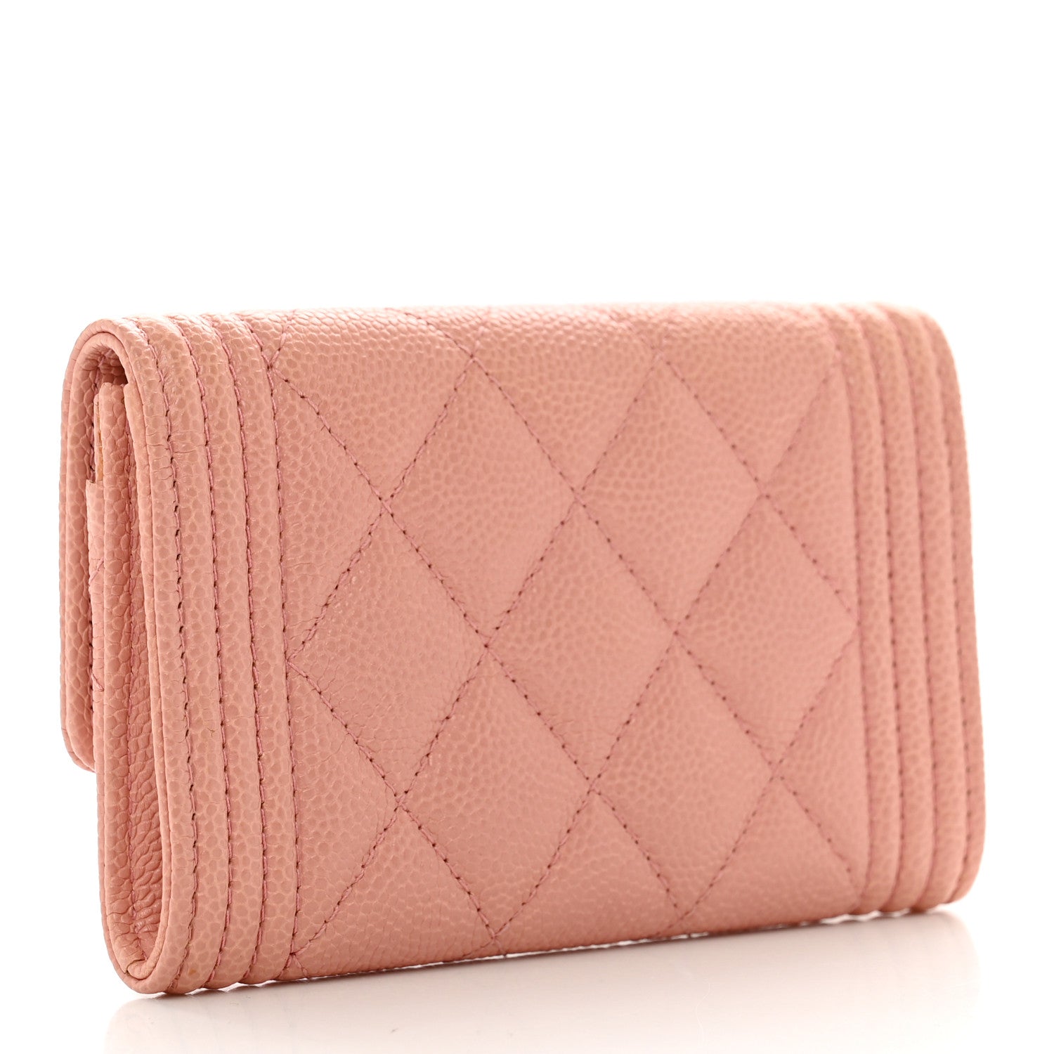 Chanel Caviar Quilted Boy Flap Card Holder Wallet Light Pink 3 of 9