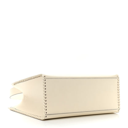 Fendi Vitello King Ceylon Plexiglass Woven Logo Debossed Medium Fendi Sunshine Shopper Tote White Ice 3 of 8
