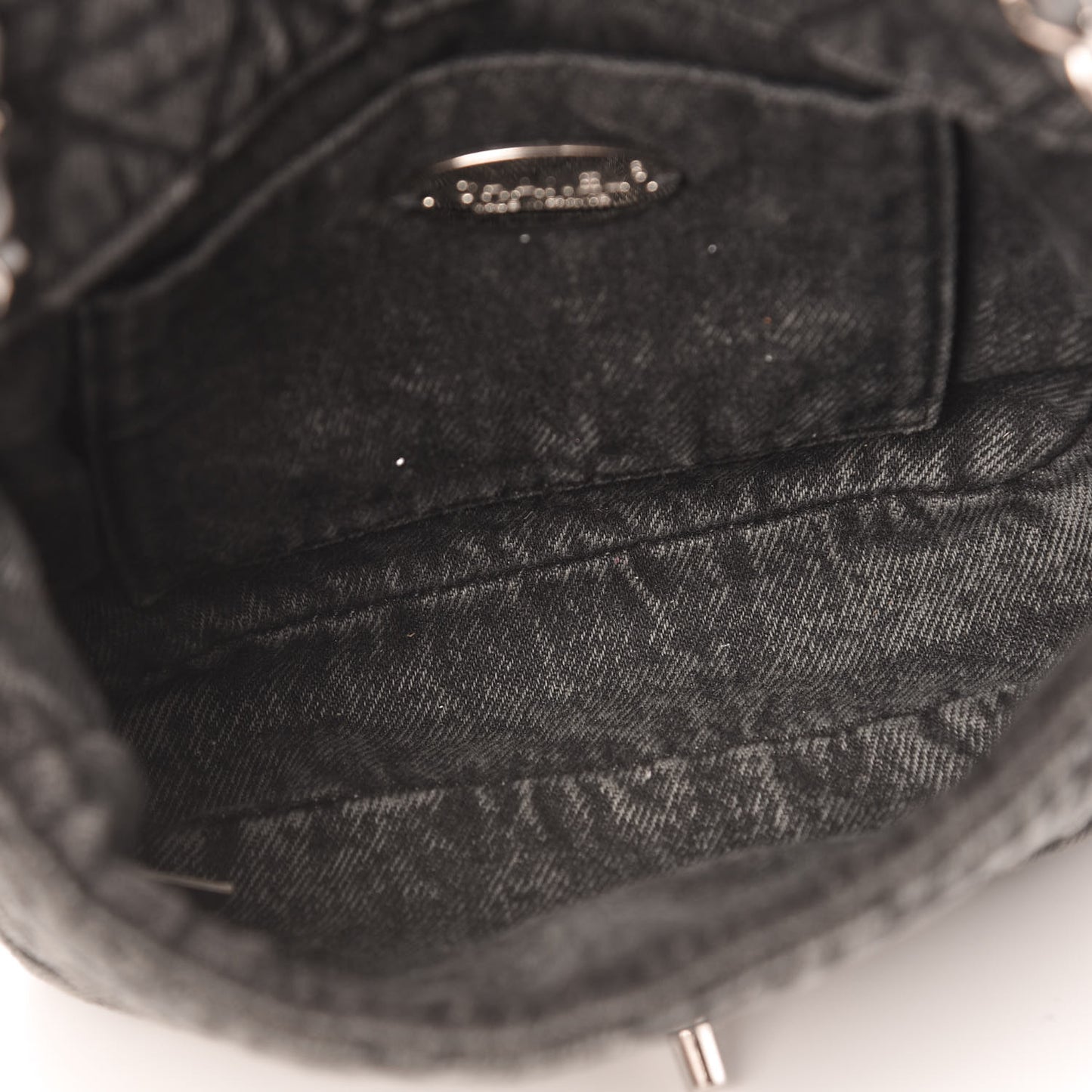 Washed Denim Quilted Small Denimpression Flap Grey Black