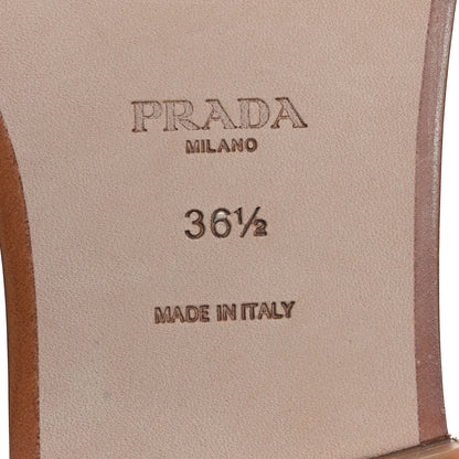 Prada Raffia Metal Triangle Logo 10mm Slide Sandals 36.5 Naturale 7 of 7