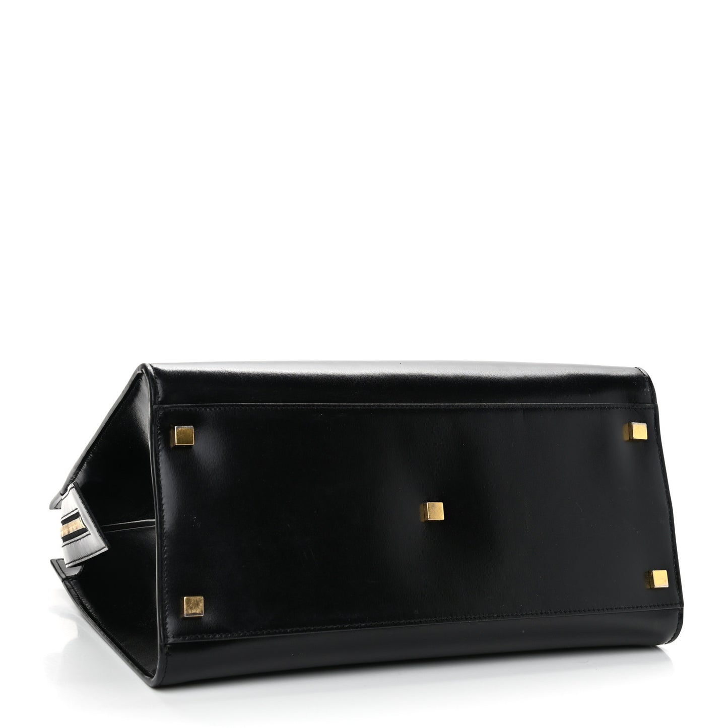 Shiny Calfskin Medium Uptown Tote Black