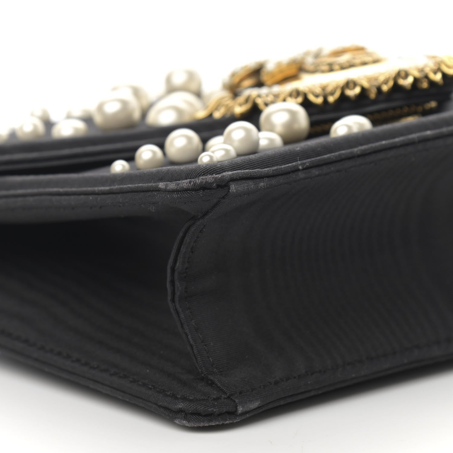 Dolce & Gabbana Moire Pearl Embellished Small Devotion Top Handle Bag Black 8 of 13