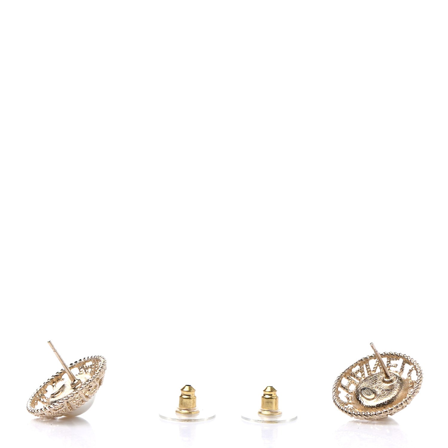 Chanel Pearl CC Round Rope Logo Earrings Gold 3 of 5