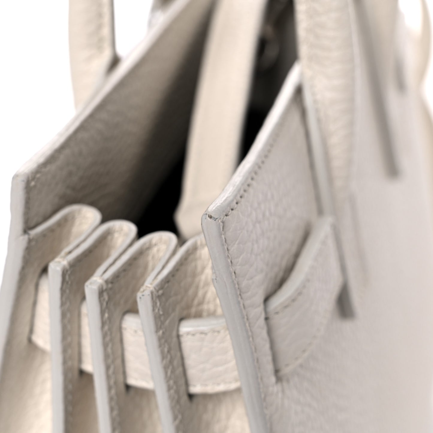 Grained Calfskin Nano Sac de Jour Dove White