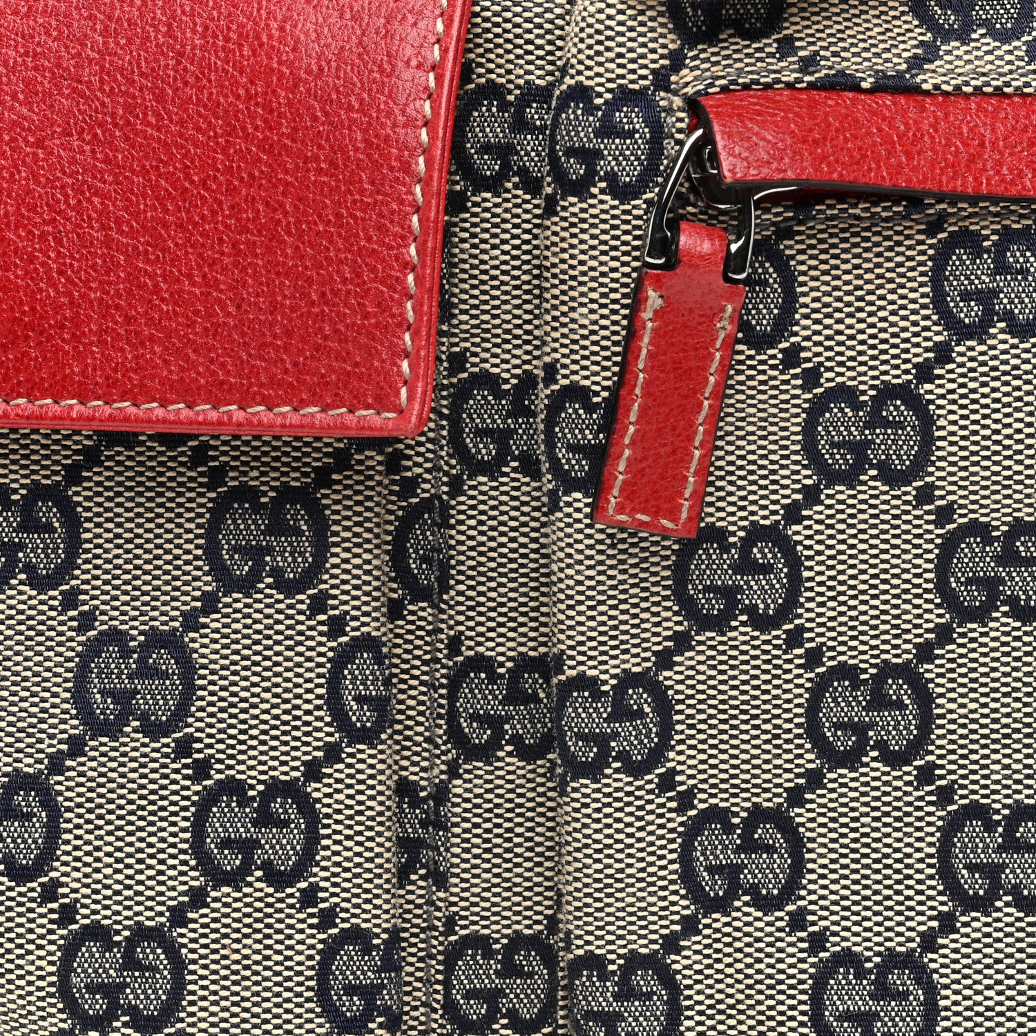 Gucci GG Monogram Web Double Pocket Belt Bag Navy Red 8 of 10
