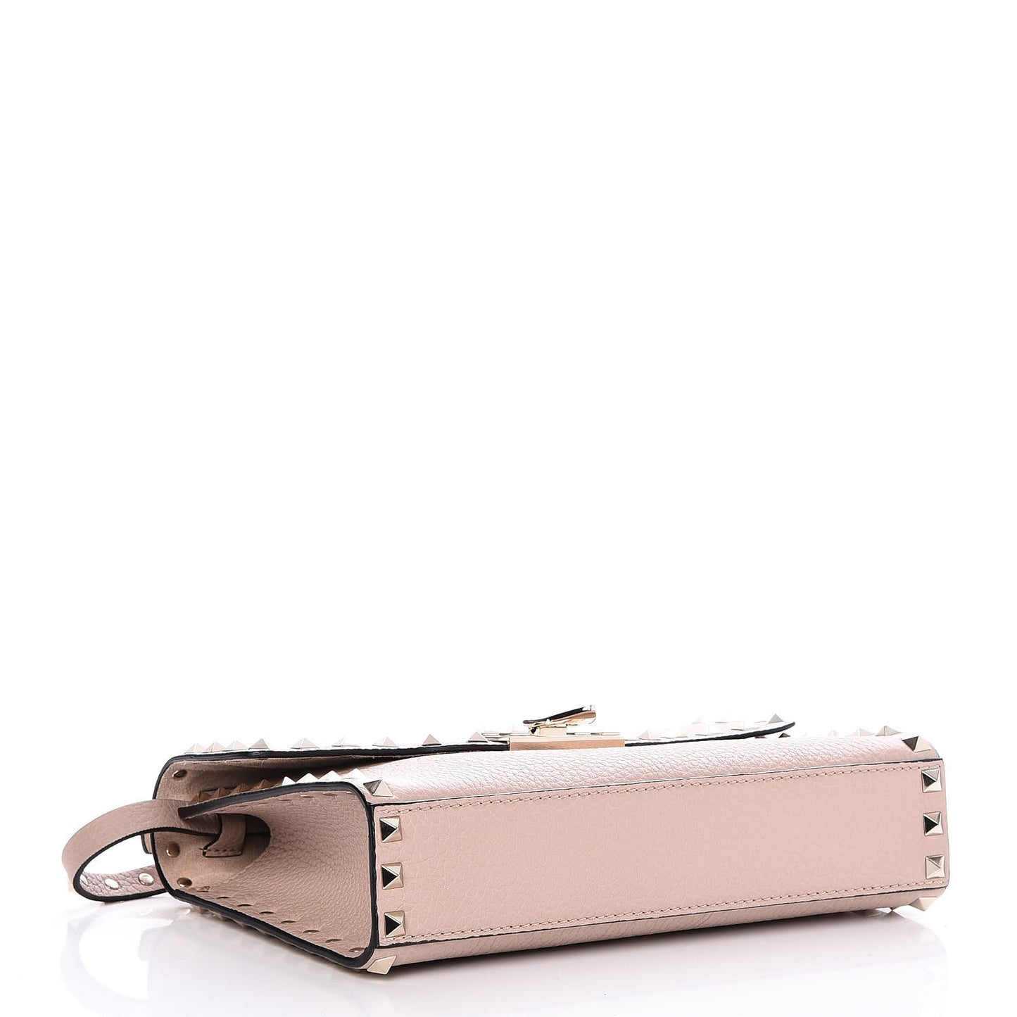 Pebbled Calfskin Medium Rockstud Flip Lock Crossbody Bag Poudre