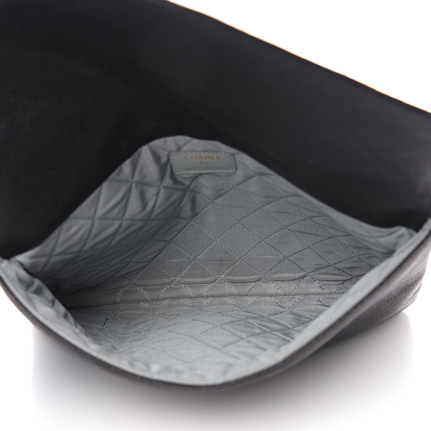 Chanel Caviar Quilted CC Box Flap Pouch Black Blue 4 of 8