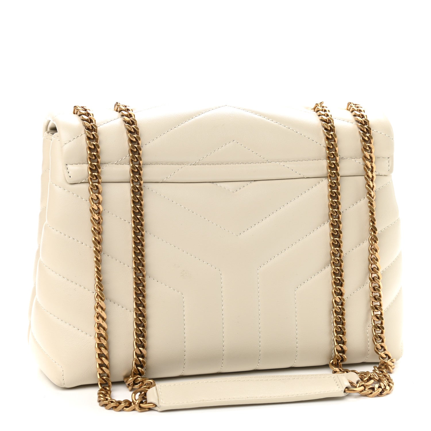 Saint Laurent Calfskin Y Quilted Monogram Small Loulou Chain Satchel Crema Soft 2 of 11