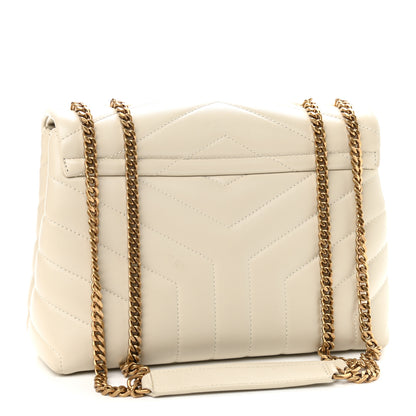 Saint Laurent Calfskin Y Quilted Monogram Small Loulou Chain Satchel Crema Soft 2 of 11