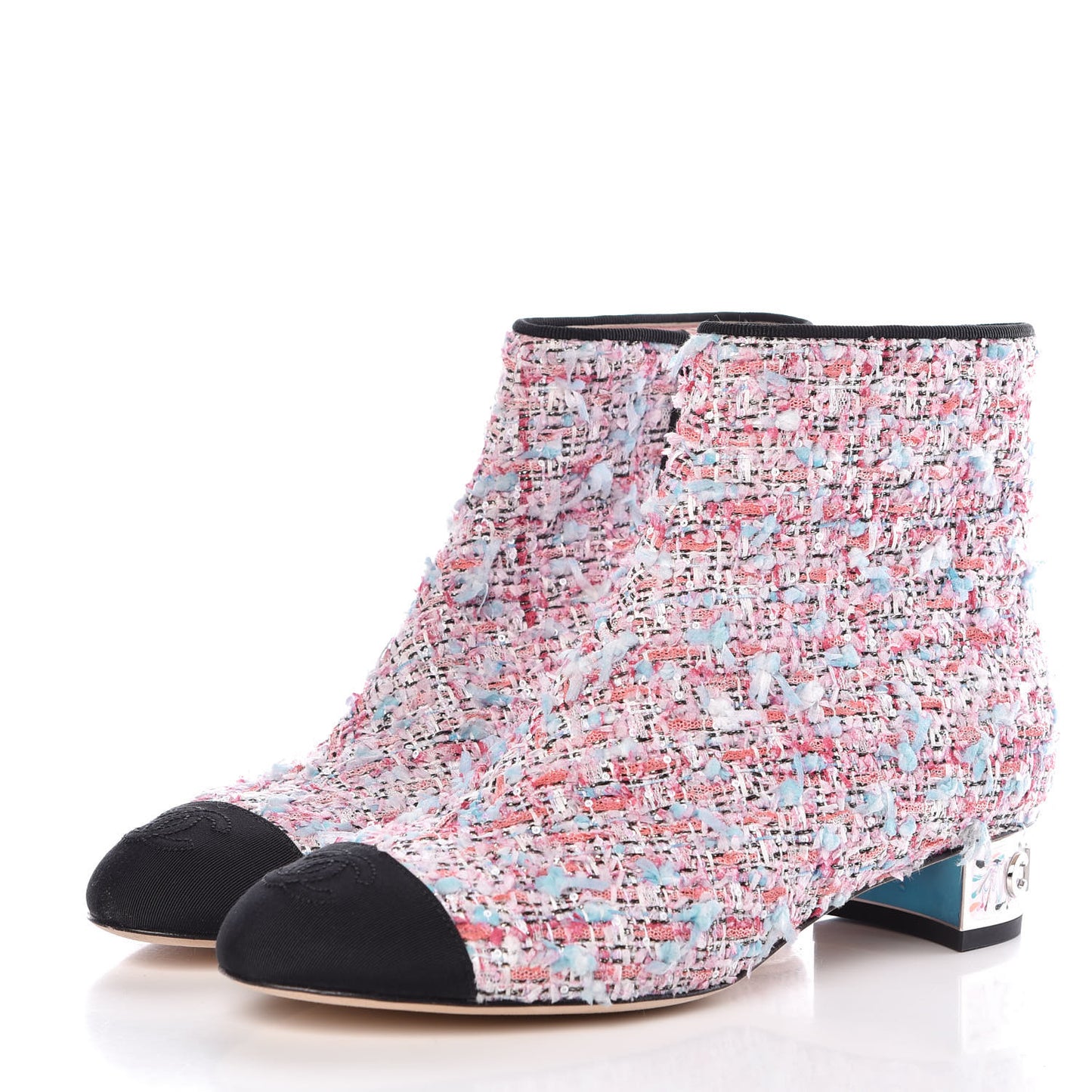 Tweed Cap Toe CC Short Boots 37.5 Pink