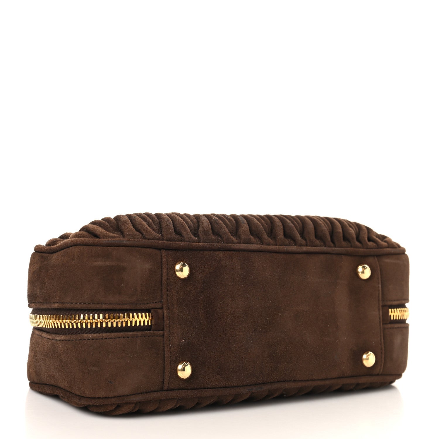 Miu Miu Suede Matelasse Large Arcadie Top Handle Bag Cocoa Brown