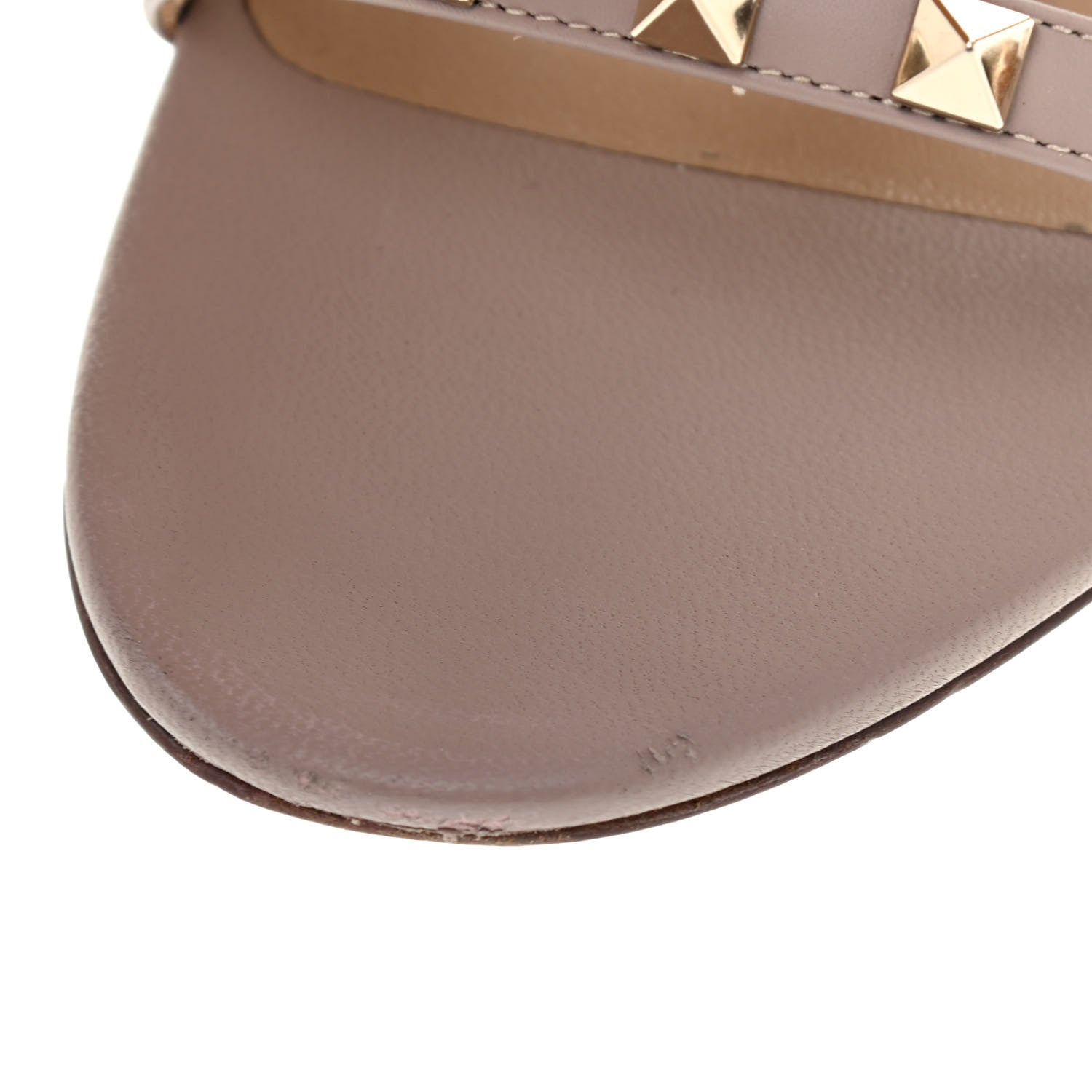 Valentino Garavani Calfskin Rockstud Caged Flat Slide Sandals 39.5 Poudre 9 of 9