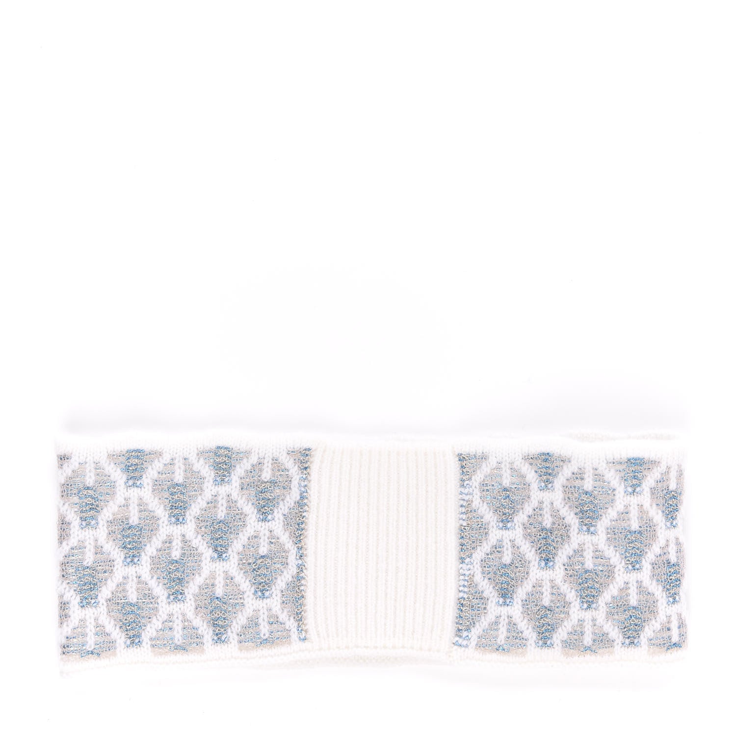 Chanel Metallic Cashmere CC Headband Cream Blue 3 of 4
