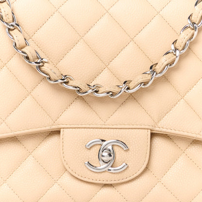 Chanel Caviar Quilted Jumbo Single Flap Beige 9 of 11