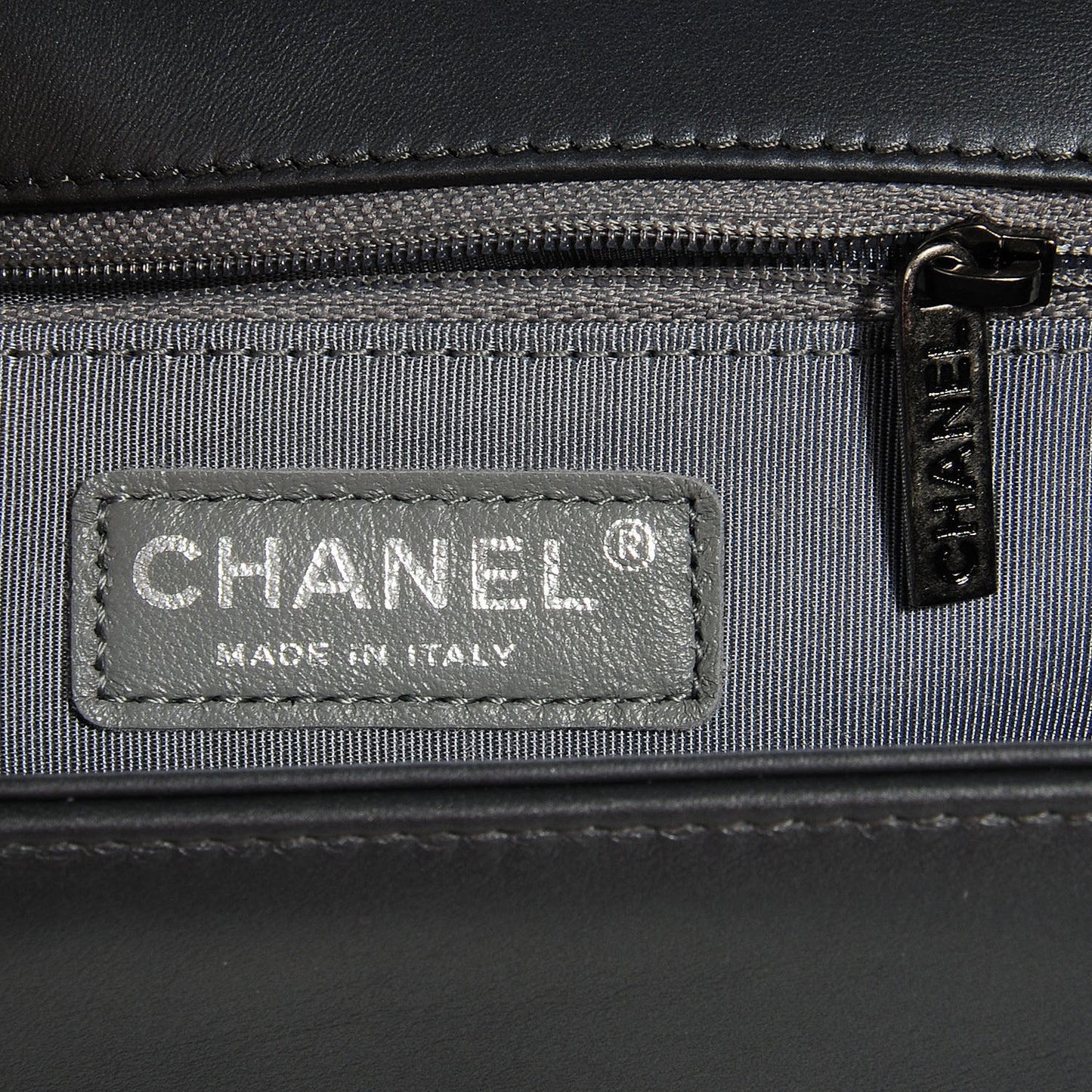 Metallic Calfskin Quilted Medium Boy Flap Dark Silver