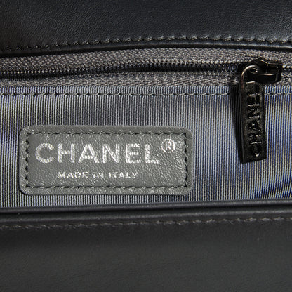 Chanel Metallic Calfskin Quilted Medium Boy Flap Dark Silver 8 of 9