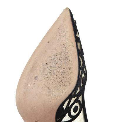 Christian Dior Suede Mesh Eye Embroidered D-Choc Pumps 38 Black 10 of 17