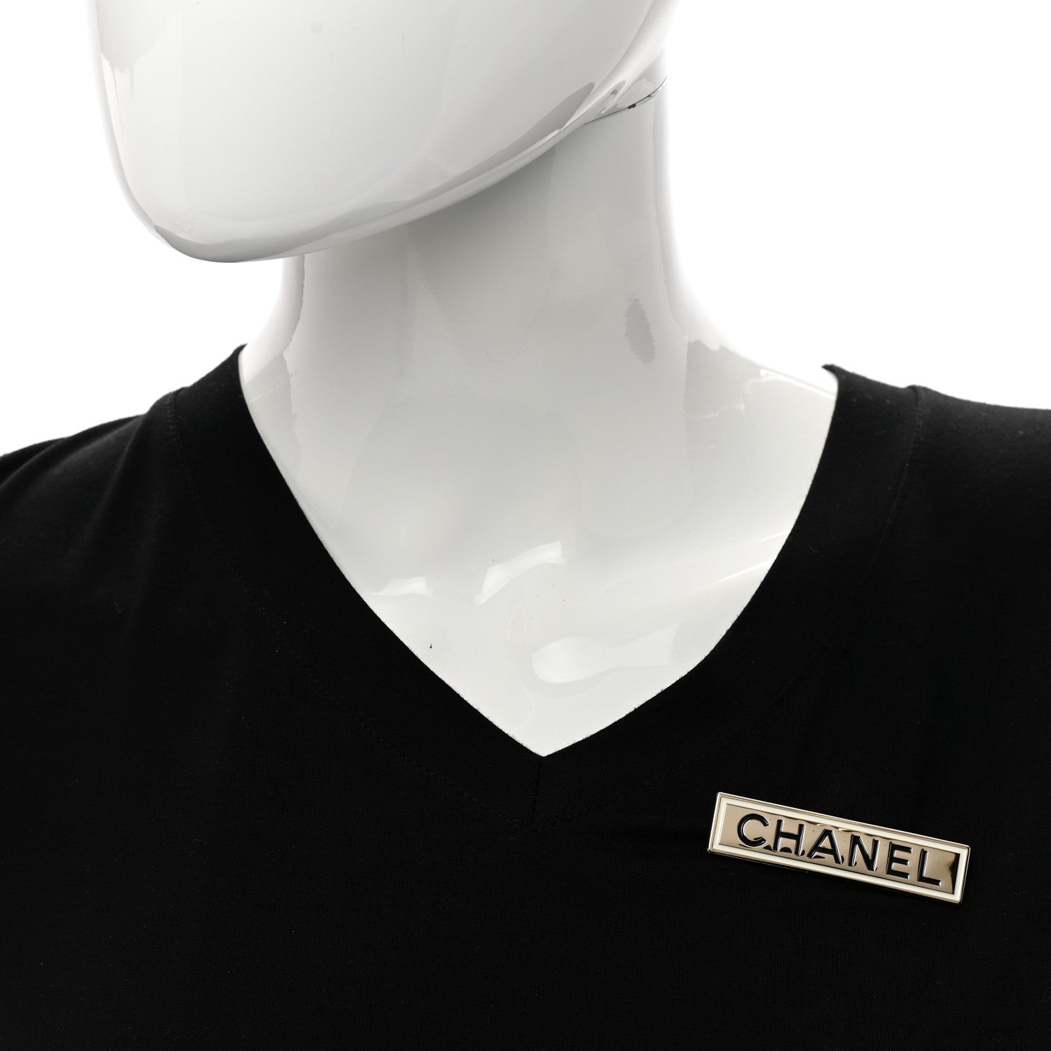 Chanel Metal Enamel Logo Brooch Gold 2 of 4