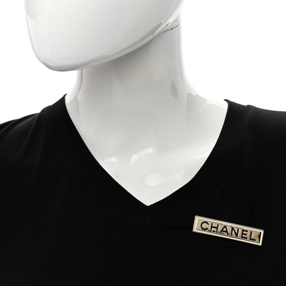 Chanel Metal Enamel Logo Brooch Gold 2 of 4