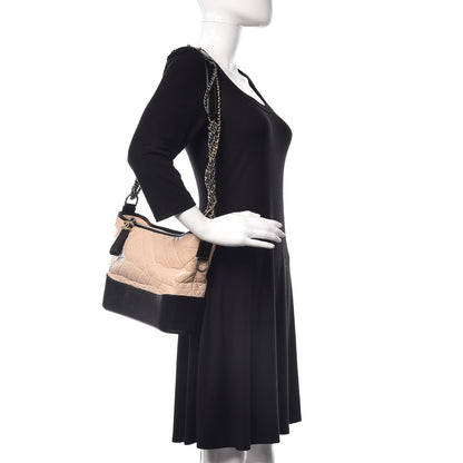 Chanel Aged Calfskin Quilted Medium Gabrielle Hobo Beige Black 2 of 12
