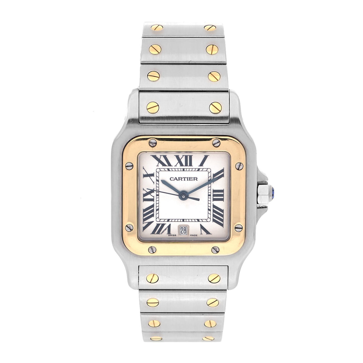 Stainless Steel 18K Yellow Gold 29mm Santos De Cartier Galbee Quartz Watch