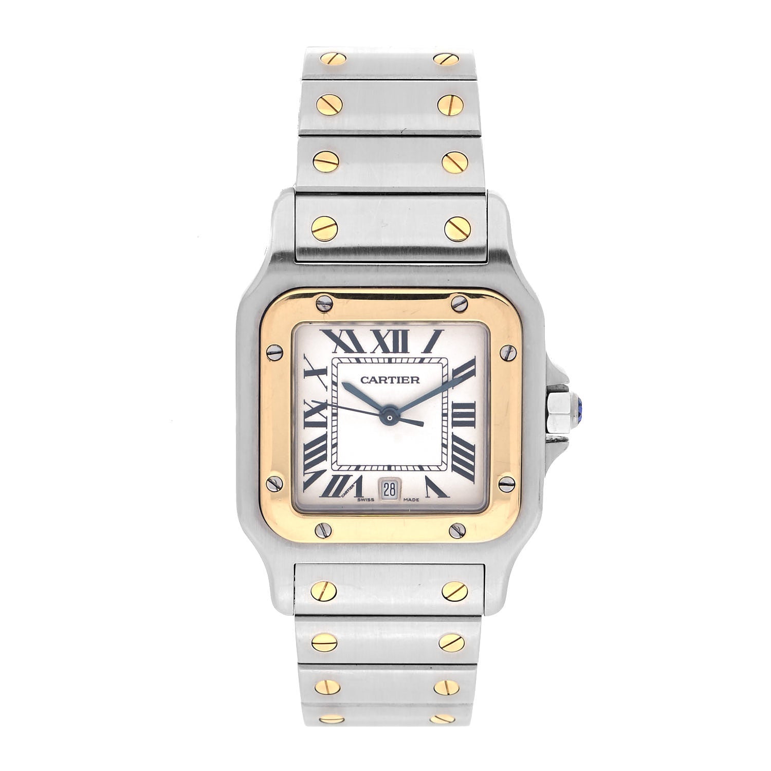 Cartier Stainless Steel 18K Yellow Gold 29mm Santos De Cartier Galbee Quartz Watch 1 of 5