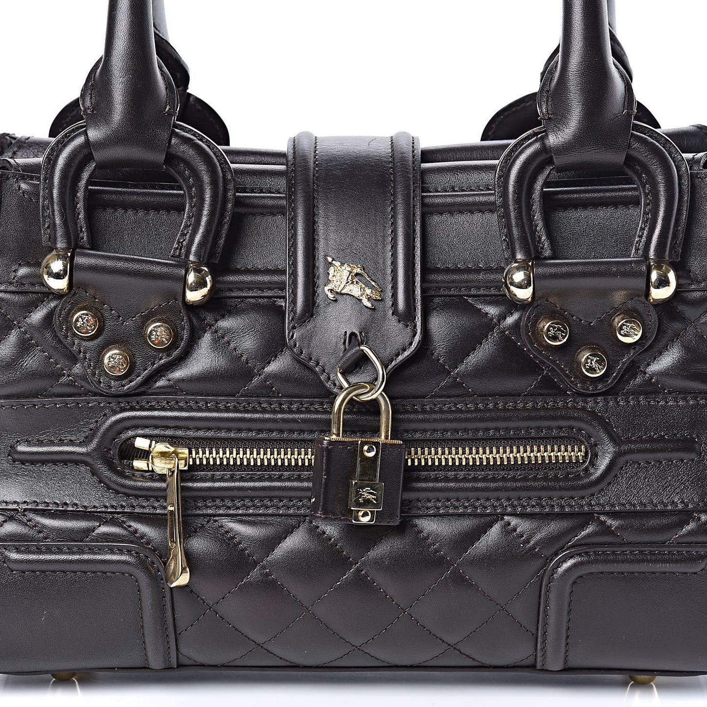 Calfskin Quilted Manor Tote Dark Brown