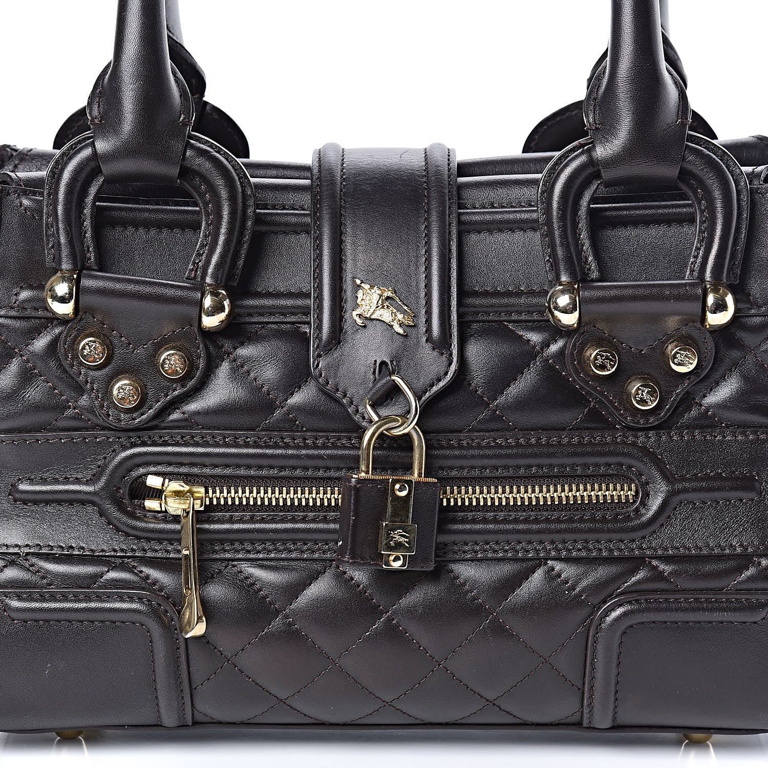 Burberry Calfskin Quilted Manor Tote Dark Brown 10 of 14
