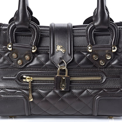 Burberry Calfskin Quilted Manor Tote Dark Brown 10 of 14