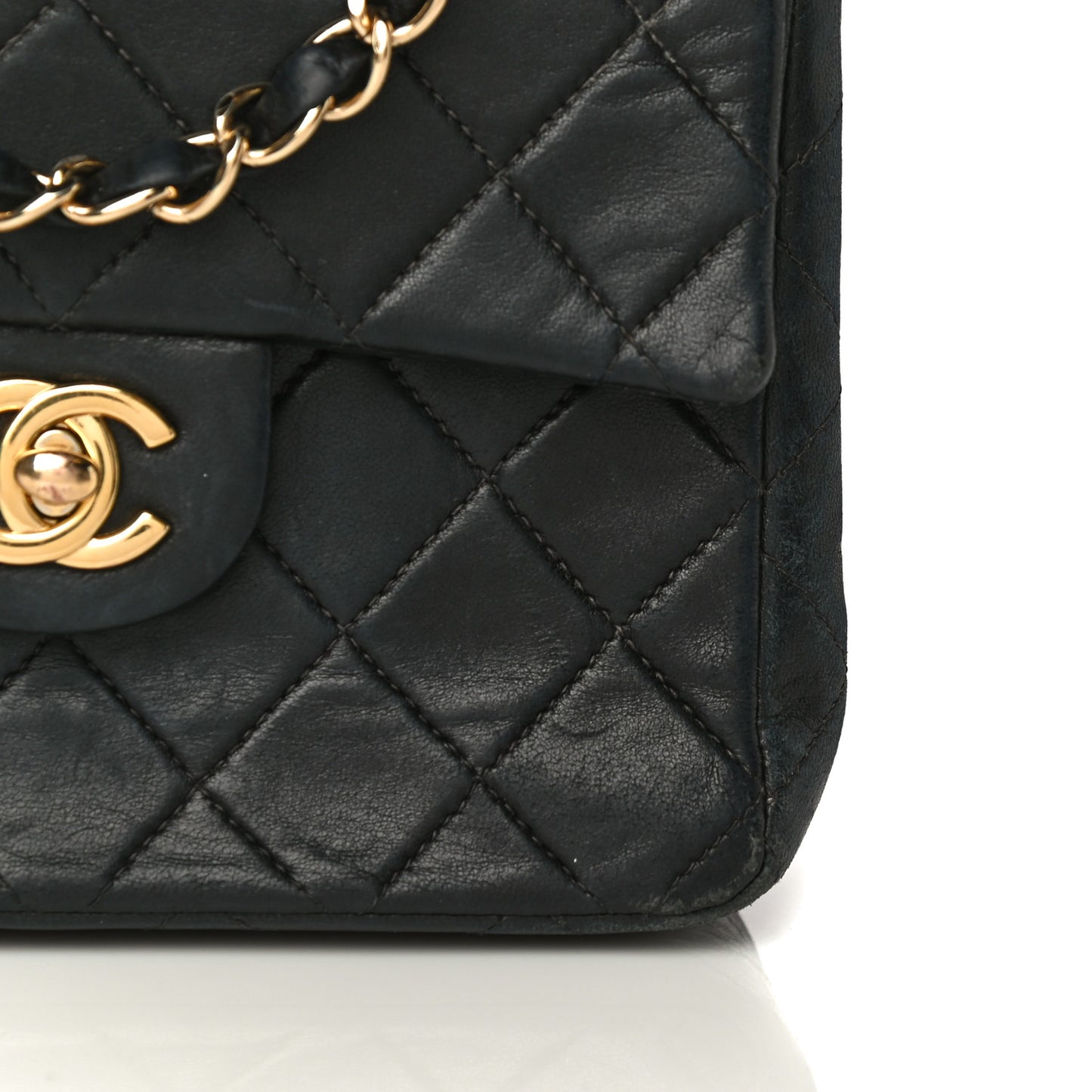 Lambskin Quilted Mini Square Flap Bag Black