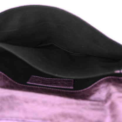 Balenciaga Agneau Classic Hardware Envelope Clutch Metallic Purple 6 of 12