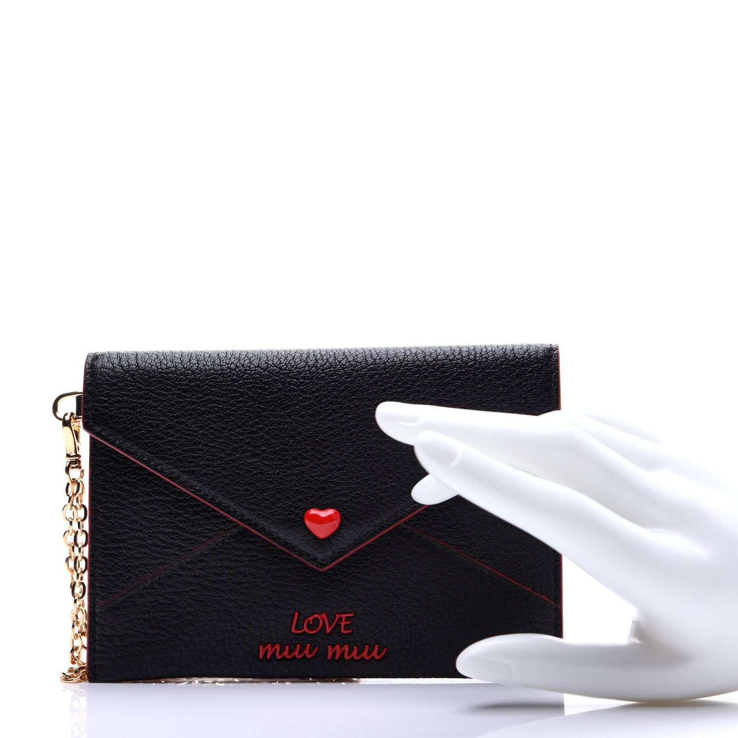 Miu Miu Goatskin Madras Love Wristlet Pouch Black 2 of 11