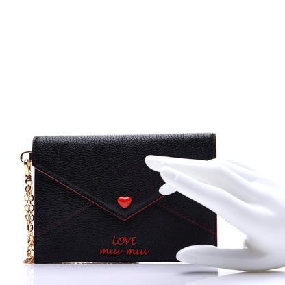 Miu Miu Goatskin Madras Love Wristlet Pouch Black 2 of 11