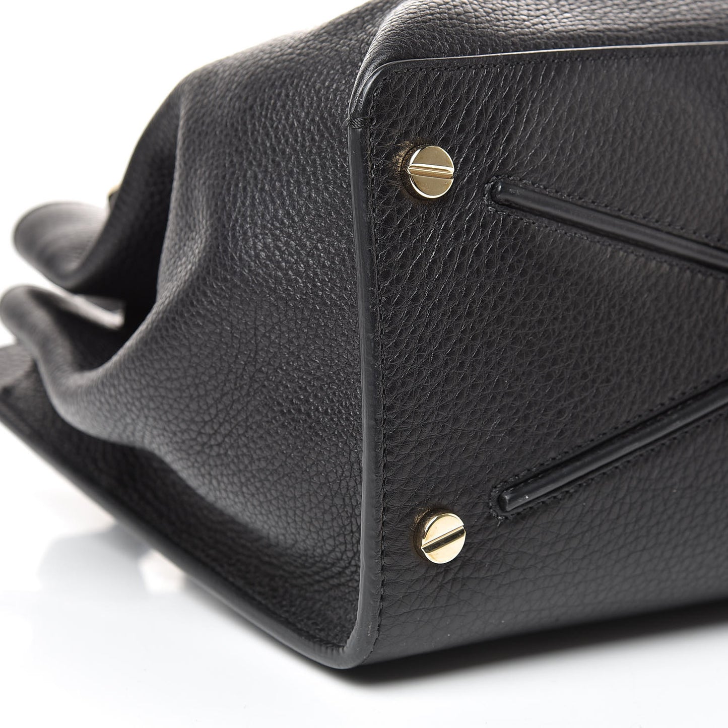 Pebbled Calfskin Large JoyLock Satchel Black