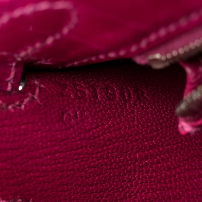 Hermes Shiny Niloticus Crocodile Kelly Sellier 25 Rose Pourpre 7 of 11