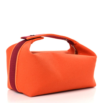 Hermes Canvas Small Bride-A-Brac Pouch Orange Burgundy 3 of 8