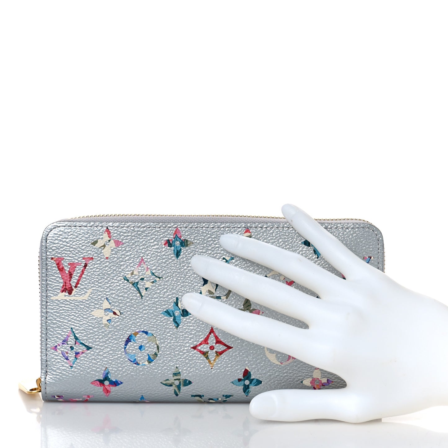 Metallic Monogram LV Garden Zippy Wallet Silver