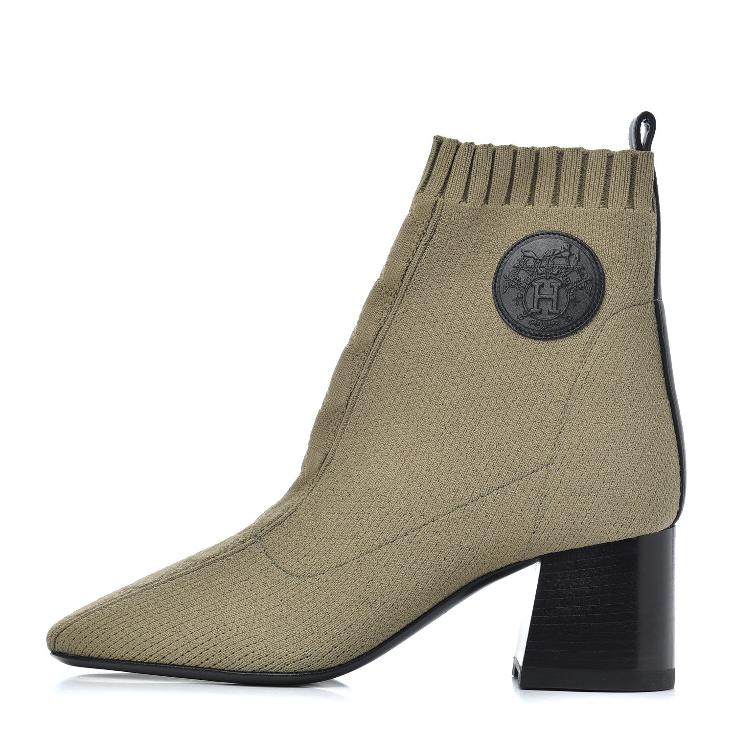 Hermes Knit Calfskin Volver 60 Ankle Boots 36 Vert Resine 1 of 8